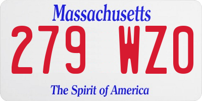 MA license plate 279WZ0