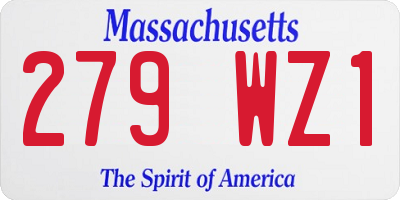 MA license plate 279WZ1