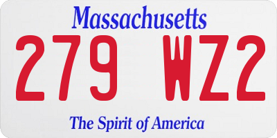 MA license plate 279WZ2
