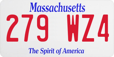 MA license plate 279WZ4
