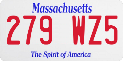 MA license plate 279WZ5