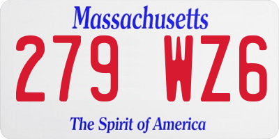MA license plate 279WZ6