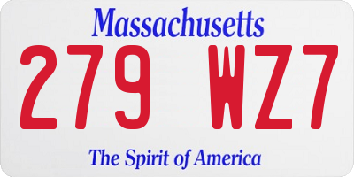 MA license plate 279WZ7