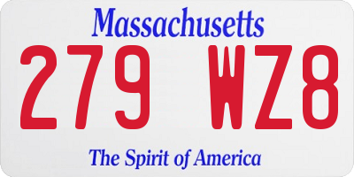 MA license plate 279WZ8