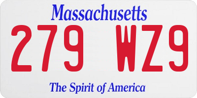 MA license plate 279WZ9