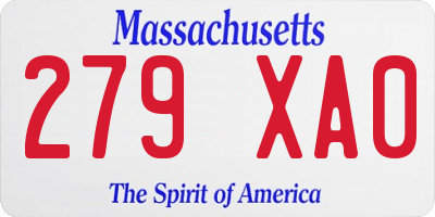 MA license plate 279XA0