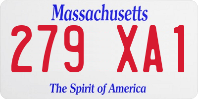 MA license plate 279XA1