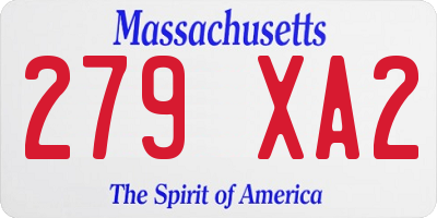MA license plate 279XA2