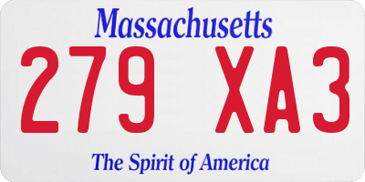 MA license plate 279XA3