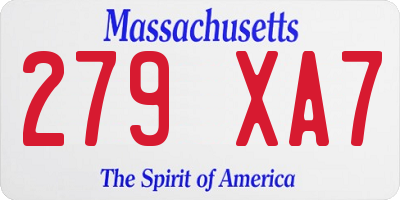 MA license plate 279XA7