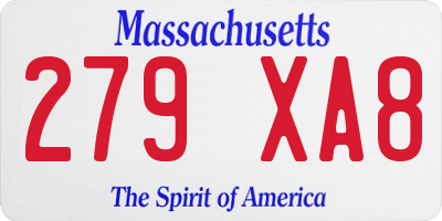 MA license plate 279XA8