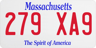 MA license plate 279XA9