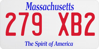 MA license plate 279XB2