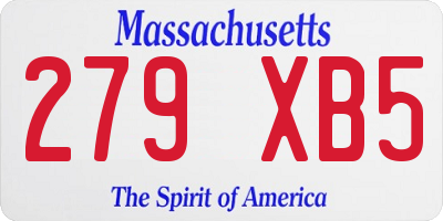 MA license plate 279XB5