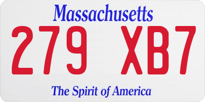 MA license plate 279XB7