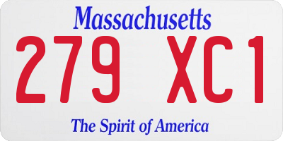 MA license plate 279XC1