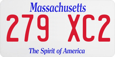 MA license plate 279XC2