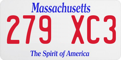 MA license plate 279XC3