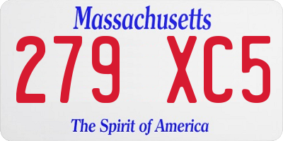 MA license plate 279XC5