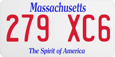 MA license plate 279XC6
