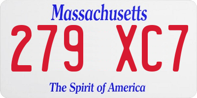MA license plate 279XC7