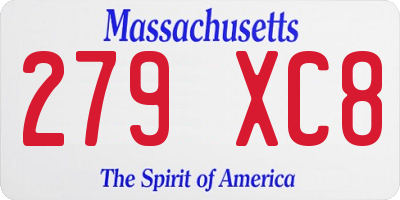 MA license plate 279XC8