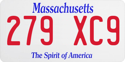 MA license plate 279XC9