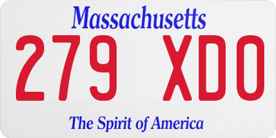 MA license plate 279XD0