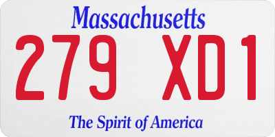 MA license plate 279XD1