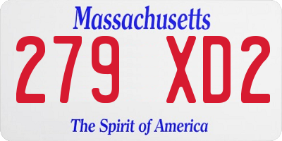 MA license plate 279XD2