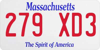 MA license plate 279XD3