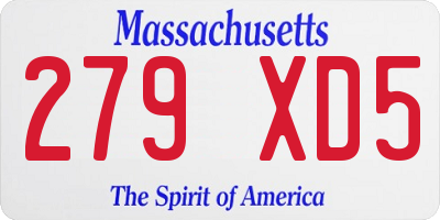 MA license plate 279XD5