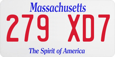 MA license plate 279XD7