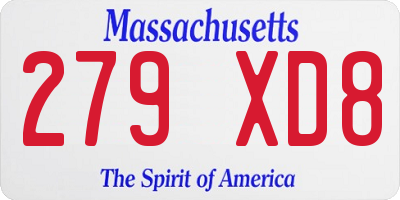 MA license plate 279XD8