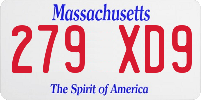 MA license plate 279XD9