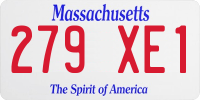 MA license plate 279XE1