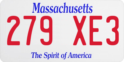 MA license plate 279XE3