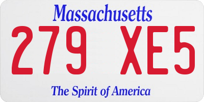 MA license plate 279XE5
