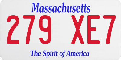 MA license plate 279XE7