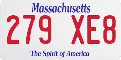 MA license plate 279XE8