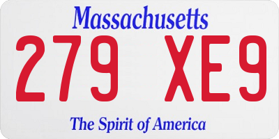 MA license plate 279XE9