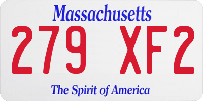 MA license plate 279XF2