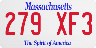 MA license plate 279XF3