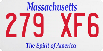 MA license plate 279XF6