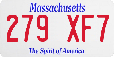 MA license plate 279XF7