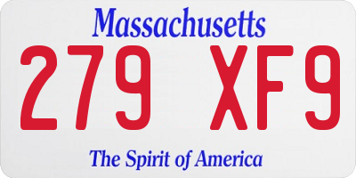 MA license plate 279XF9