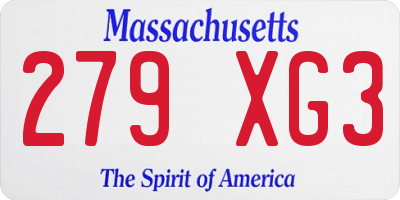MA license plate 279XG3