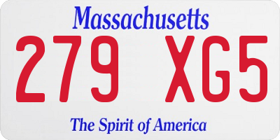 MA license plate 279XG5