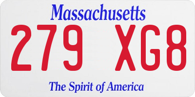 MA license plate 279XG8