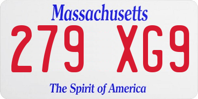 MA license plate 279XG9
